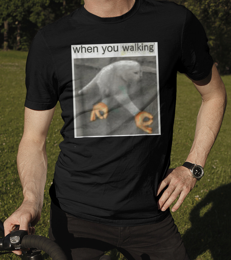 When You Walking Cat Meme With 3D Hands T-Shirt