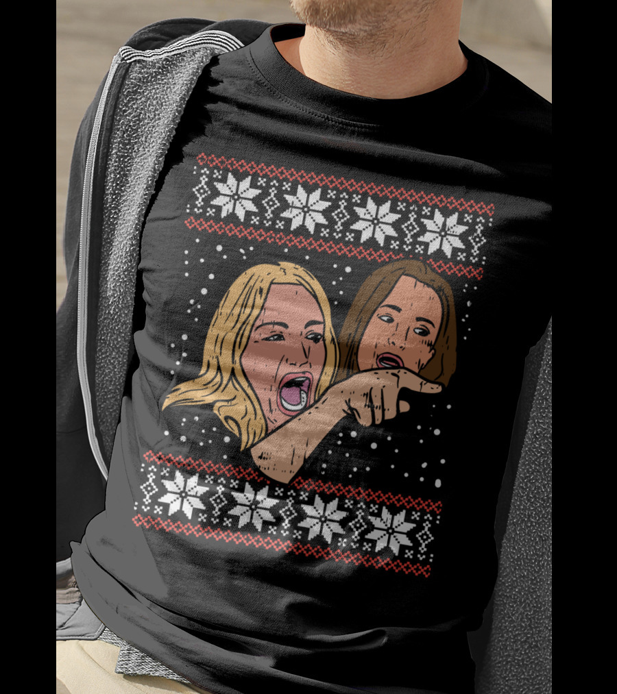 Angry Woman Yelling At Cat Meme Ugly Christmas T-Shirt