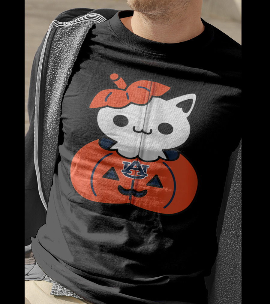 Auburn Tigers Cat In Pumpkin Halloween T-Shirt