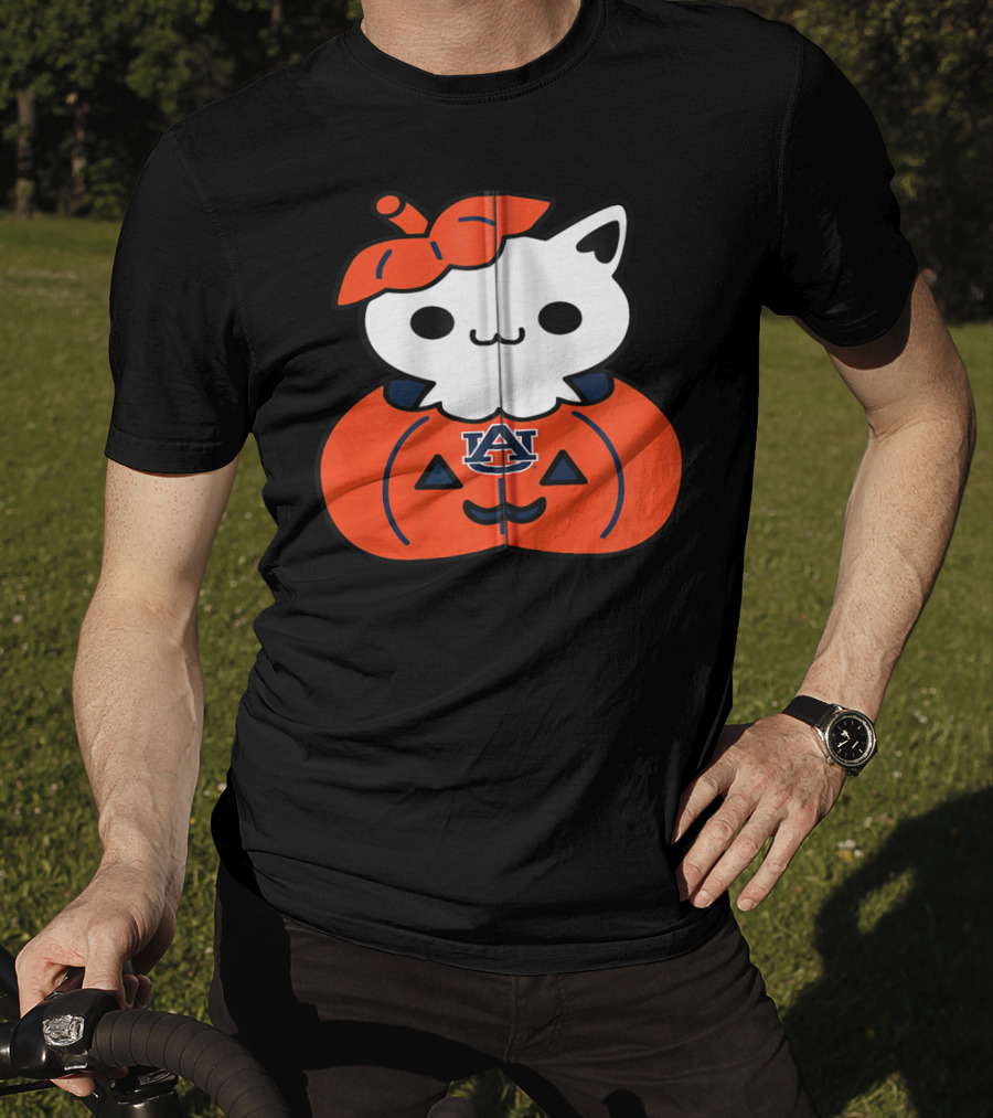 Auburn Tigers Cat In Pumpkin Halloween T-Shirt