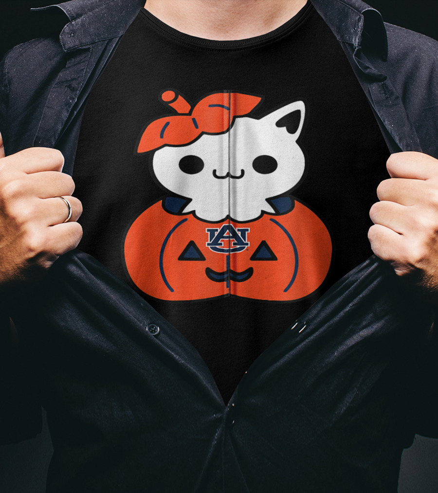 Auburn Tigers Cat In Pumpkin Halloween T-Shirt
