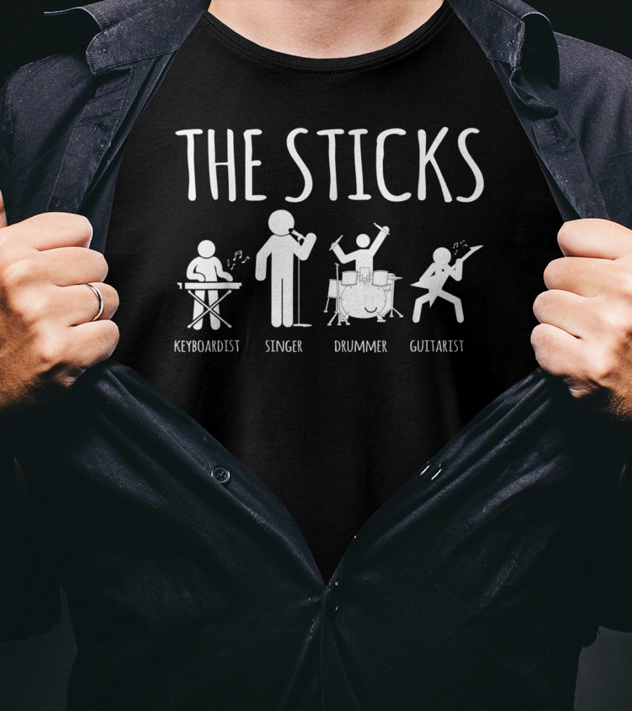 The Sticks Funny Stick Figure Band Keyboardist Singer Drummer Guitarist T-Shirt