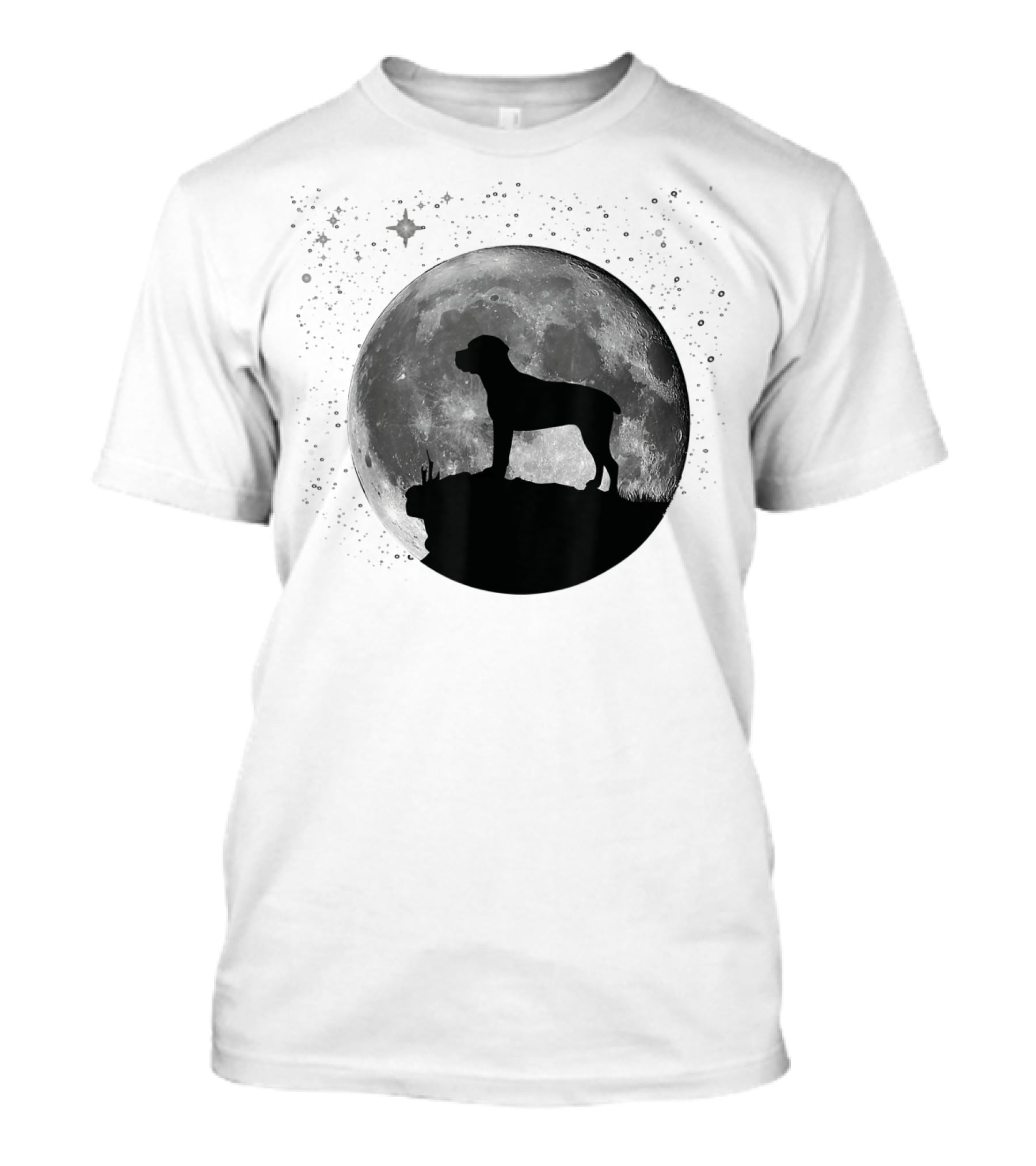 Cane Corso Silhouette Against Full Moon And Starry Sky T-Shirt