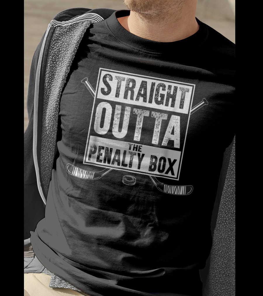Straight Outta The Penalty Box Ice Hockey Sticks And Puck T-Shirt