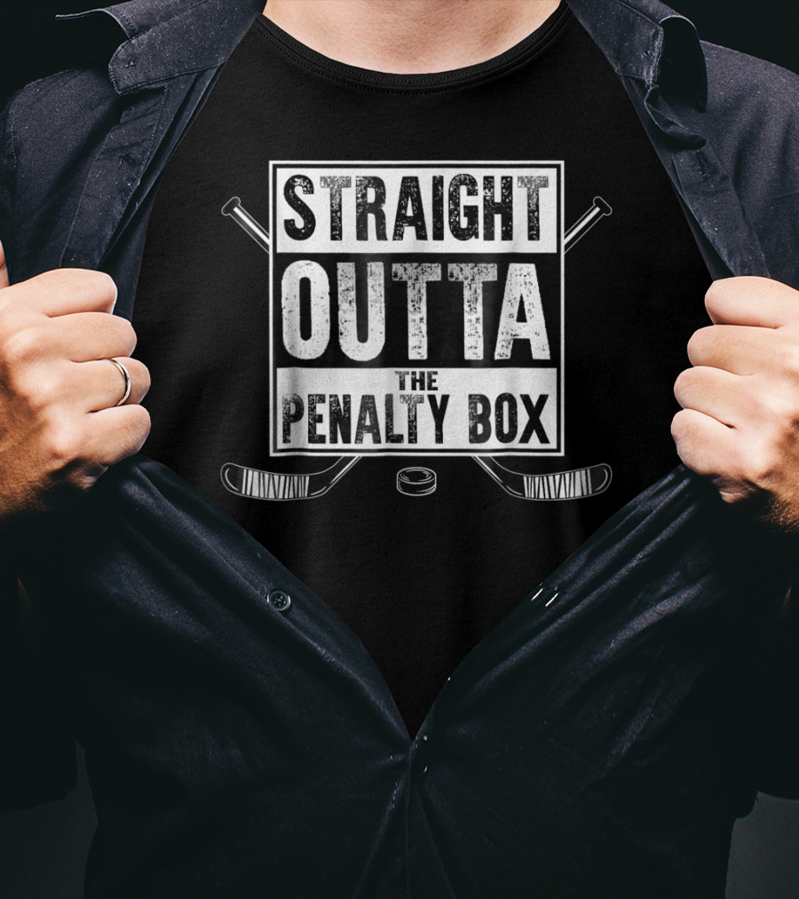 Straight Outta The Penalty Box Ice Hockey Sticks And Puck T-Shirt