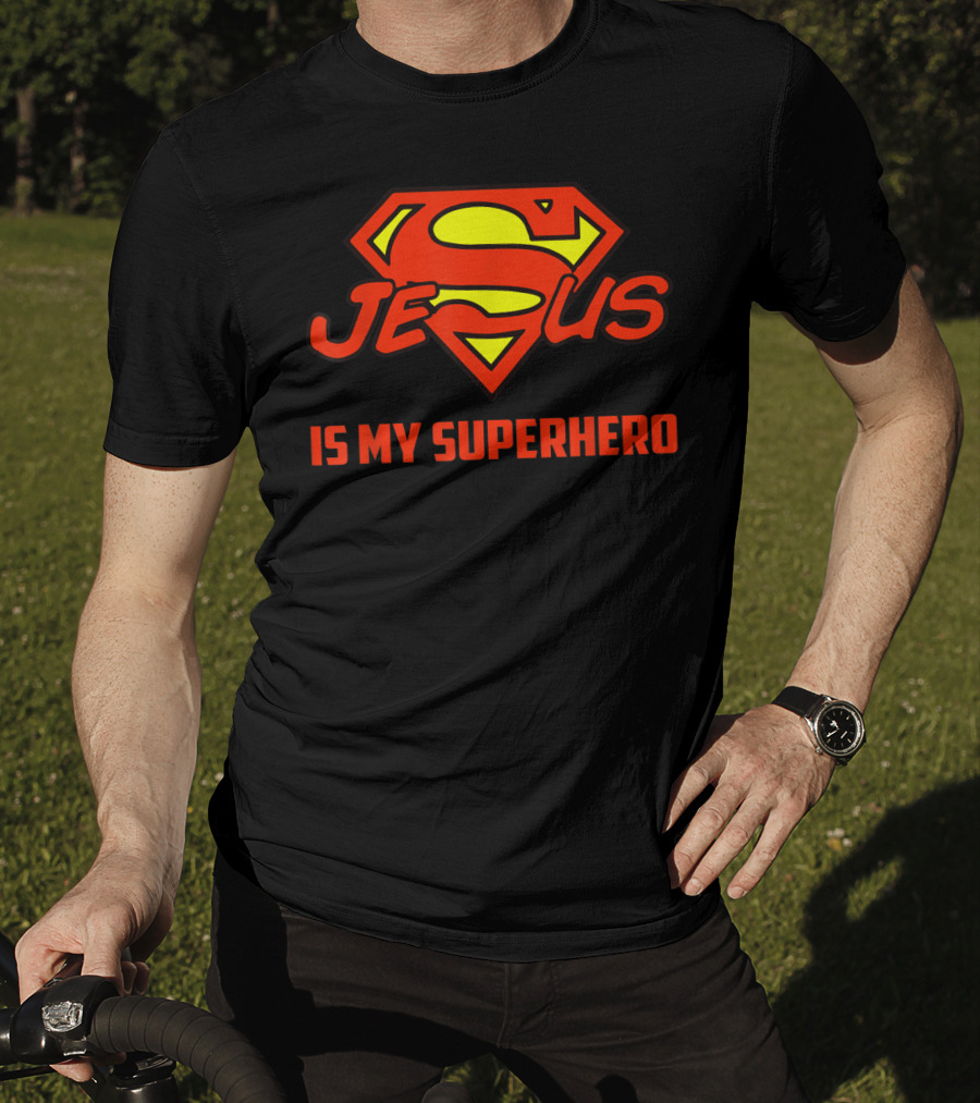 Jesus Is My Superhero Superman Logo Style Christian T-Shirt