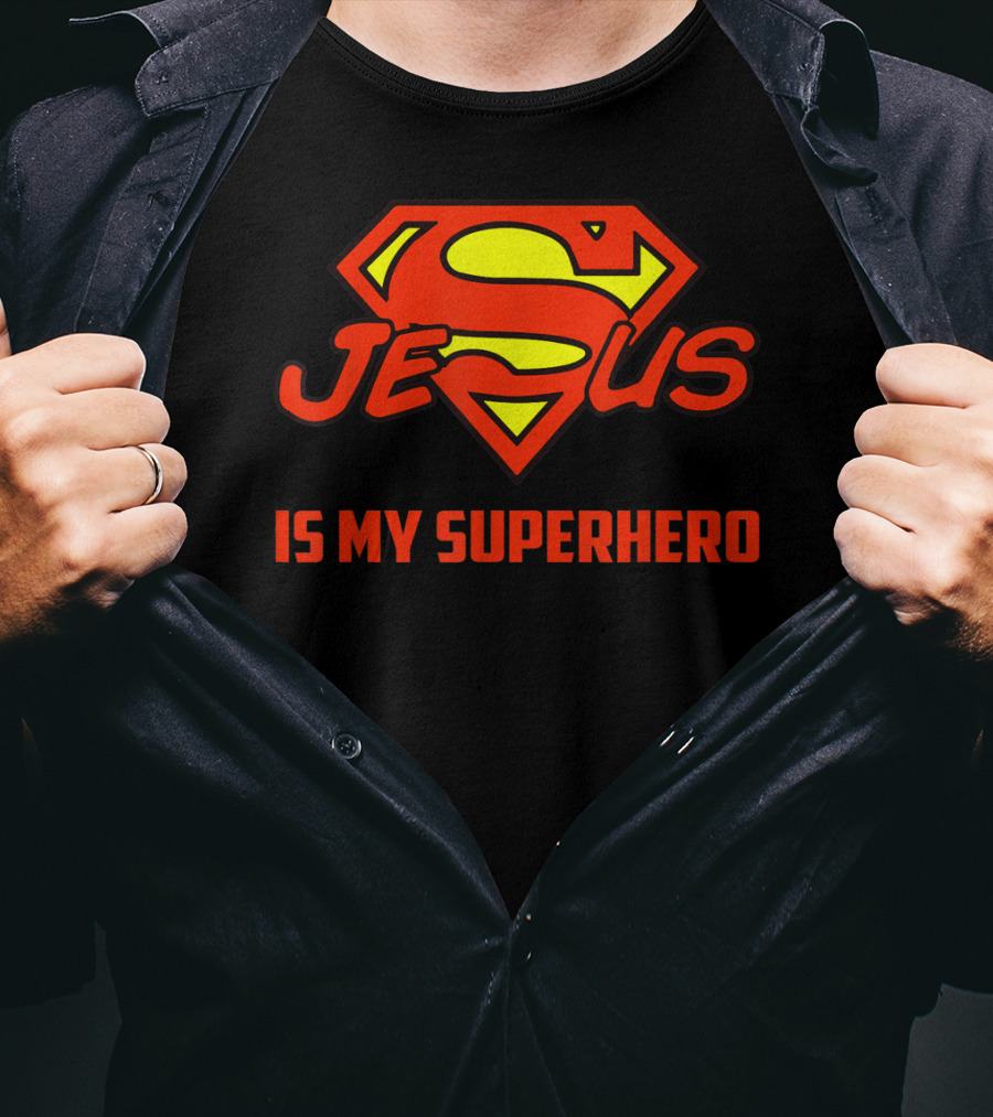 Jesus Is My Superhero Superman Logo Style Christian T-Shirt