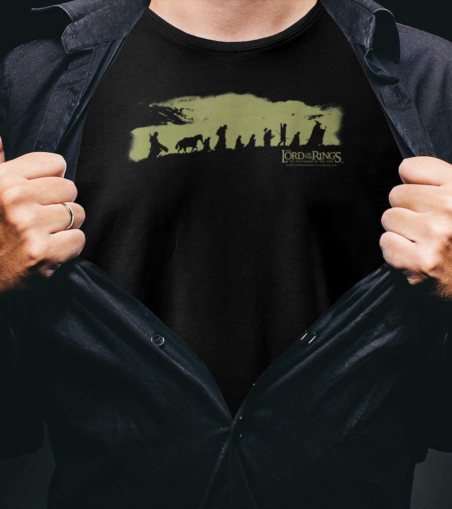 Lord Of The Rings The Fellowship Silhouette On Mountain Path T-Shirt