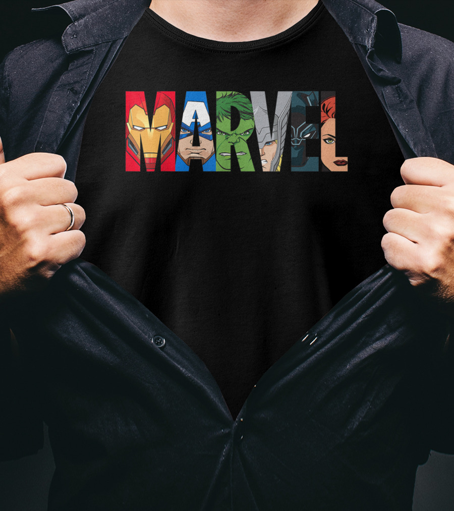Marvel Avengers Iron Man Captain America Hulk Thor Black Widow Panther T-Shirt