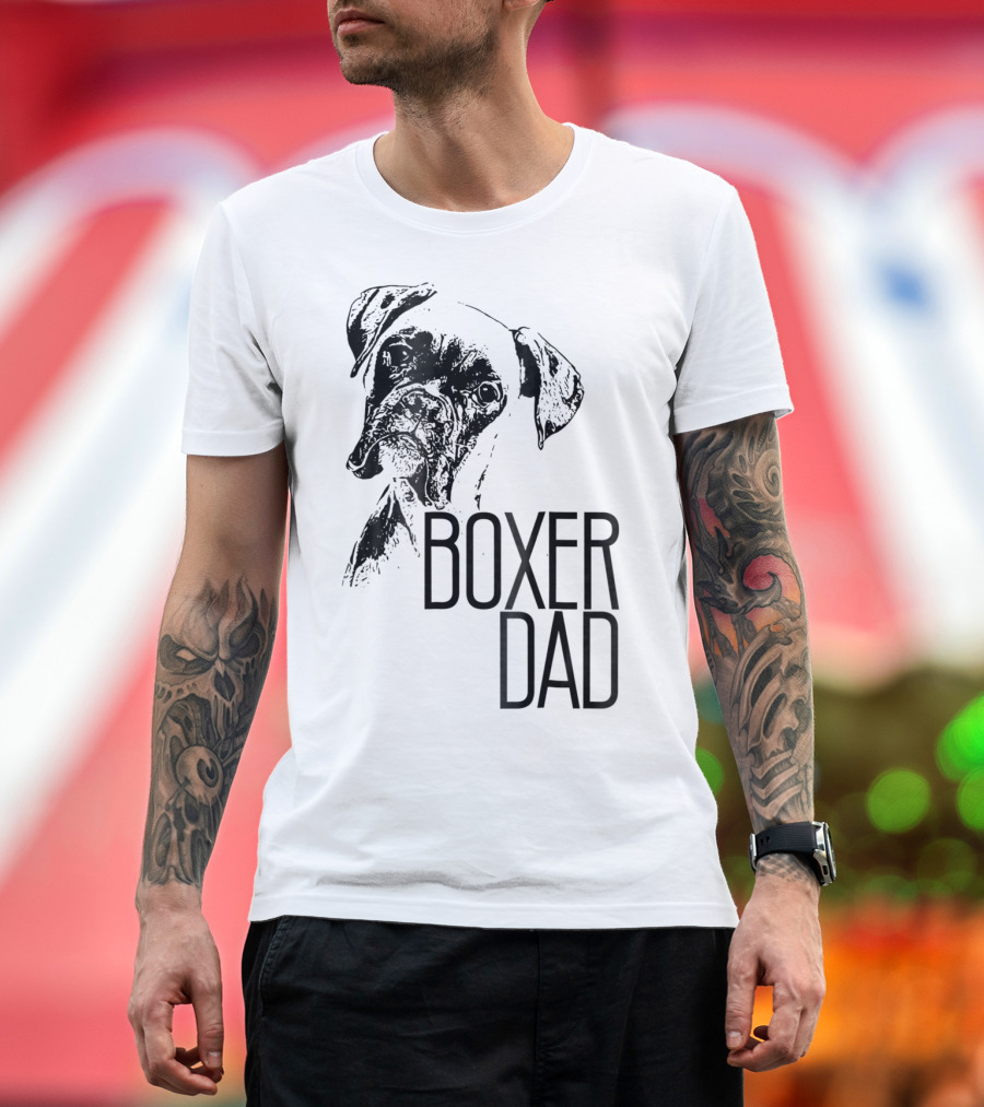BOXER DAD DOG FACE DOG LOVERS MENS BOXER T-Shirt