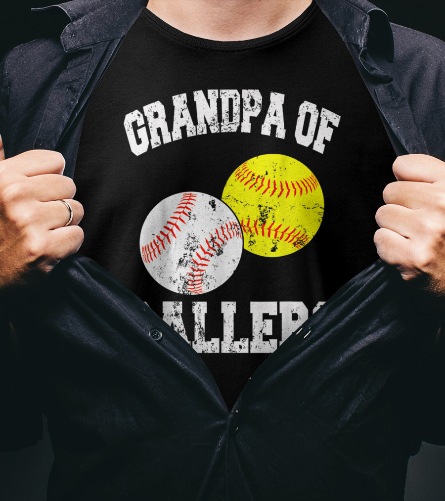 Grandpa Of Ballers Funny Baseball Softball T-Shirt