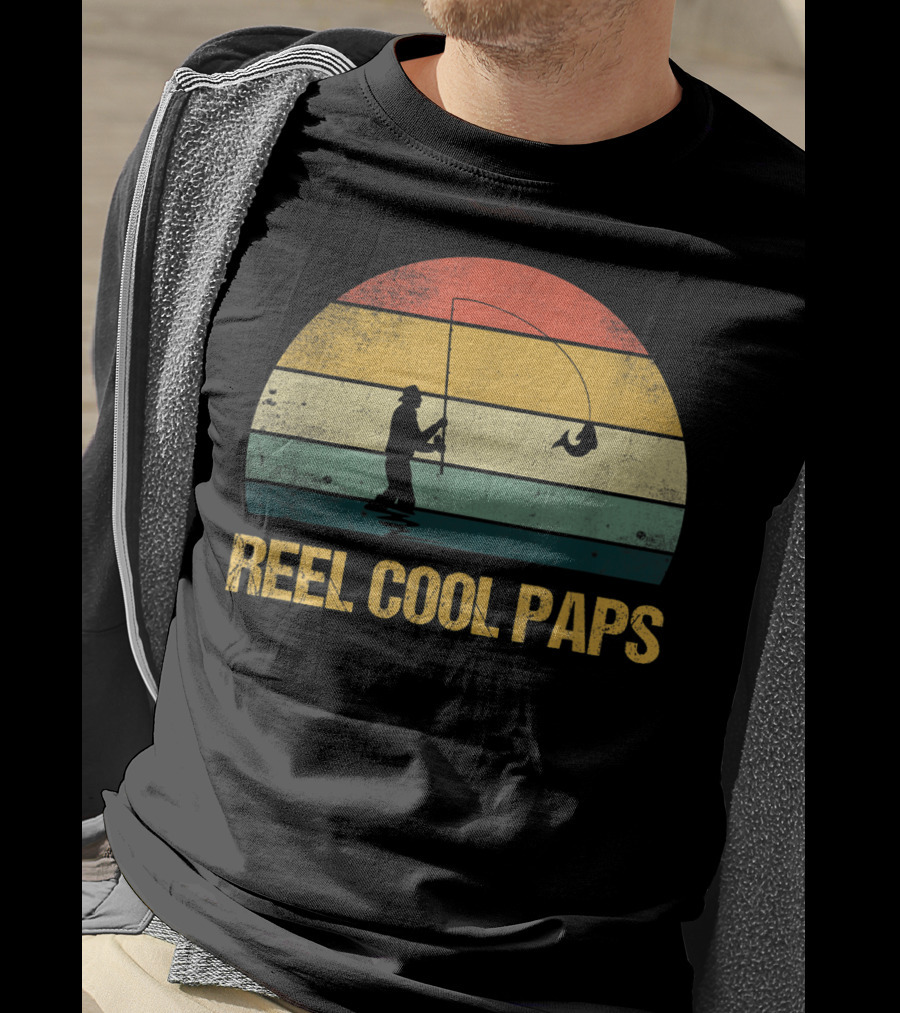 Reel Cool Paps Funny Fishing Retro Father's Day T-Shirt