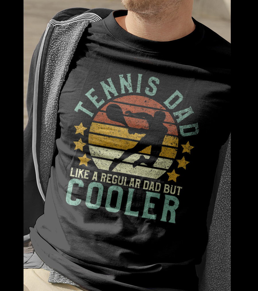 Tennis Dad Like A Regular Dad But Cooler Retro Sunset T-Shirt