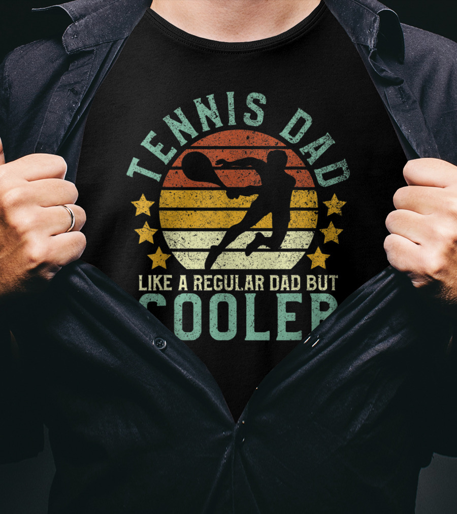 Tennis Dad Like A Regular Dad But Cooler Retro Sunset T-Shirt