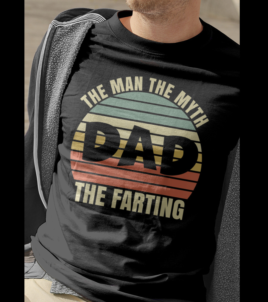 Mens Vintage Dad The Man The Myth The Farting Retro Stripes T-Shirt