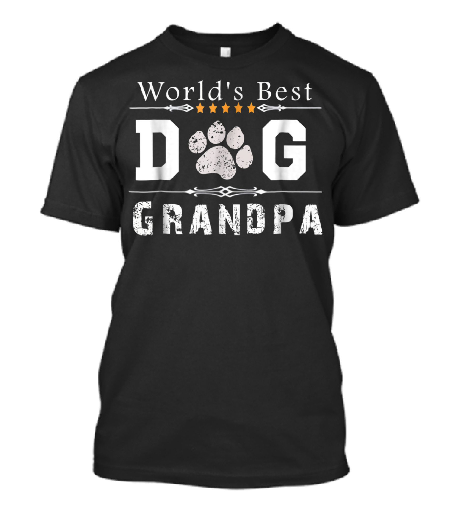 World's Best Dog Grandpa Paw Print Five Stars T-Shirt