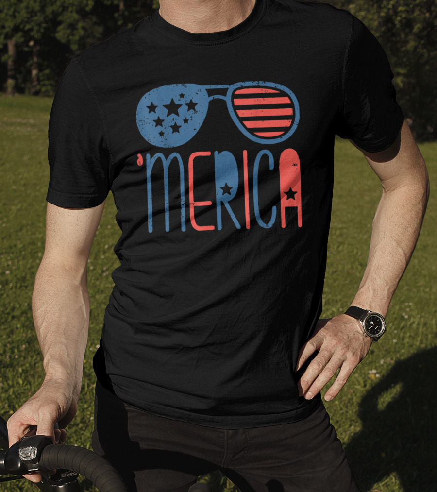 'Merica Patriotic Flag Stars And Stripes Aviators T-Shirt