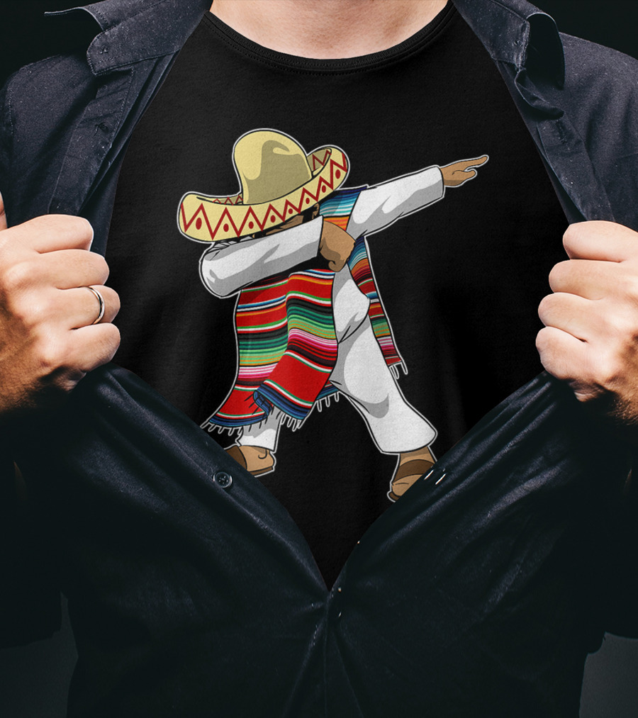 Mexican Poncho Dabbing Sombrero Cinco De Mayo T-Shirt