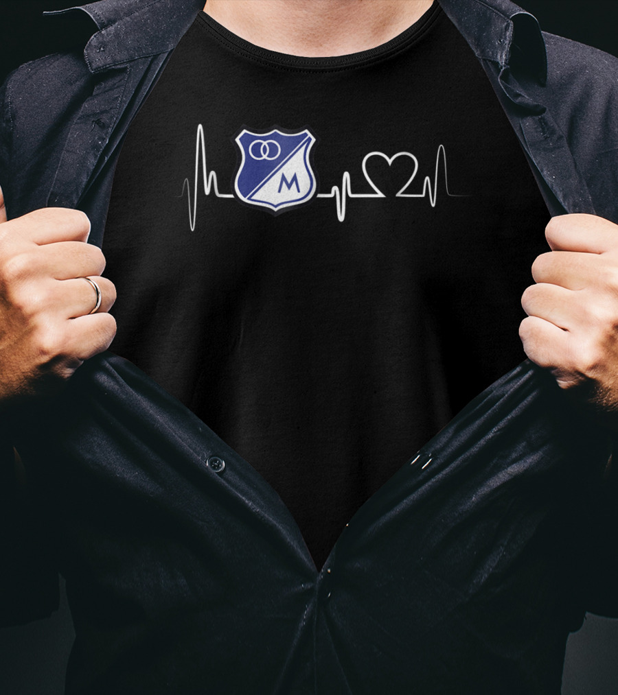 Millonarios Heartbeat Love Fan Crest T-Shirt