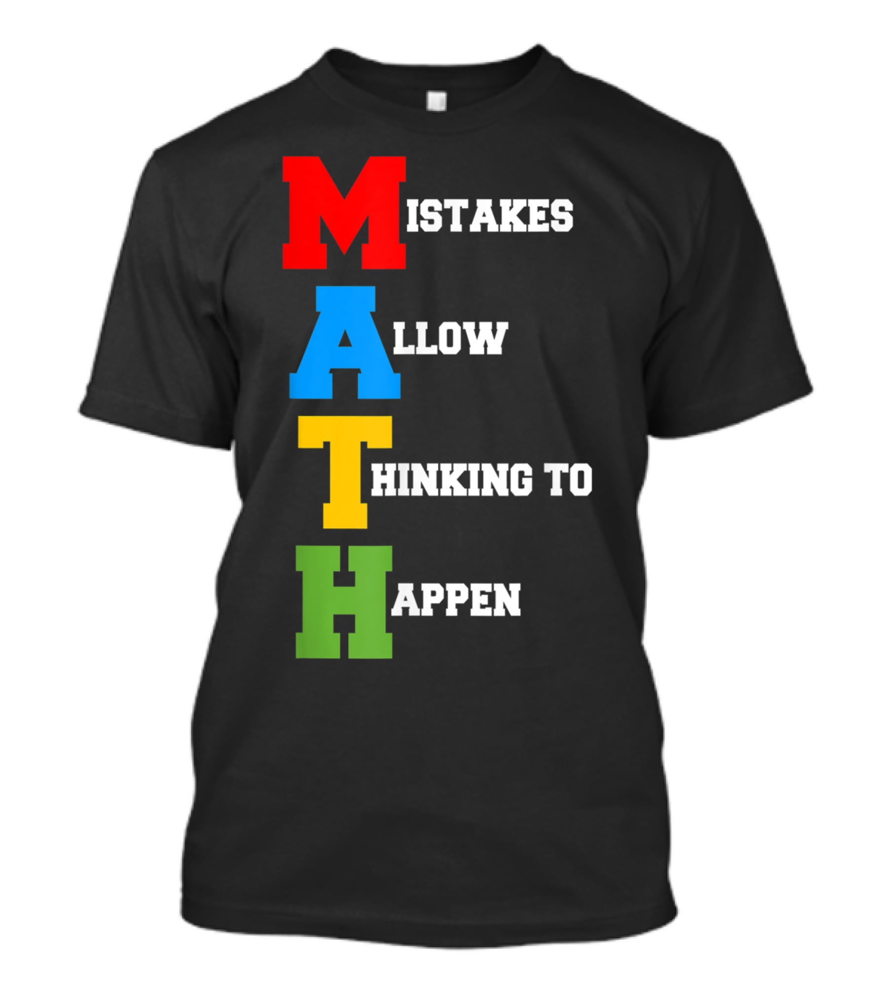 Mistakes Allow Thinking To Happen MATH Bold Colorful Letters T-Shirt