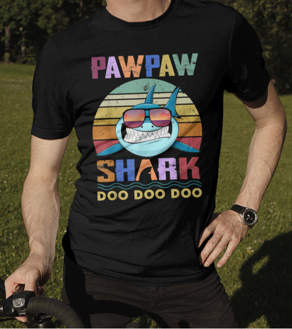 PAWPAW SHARK DOO DOO DOO Retro Sunglasses Sunset T-Shirt