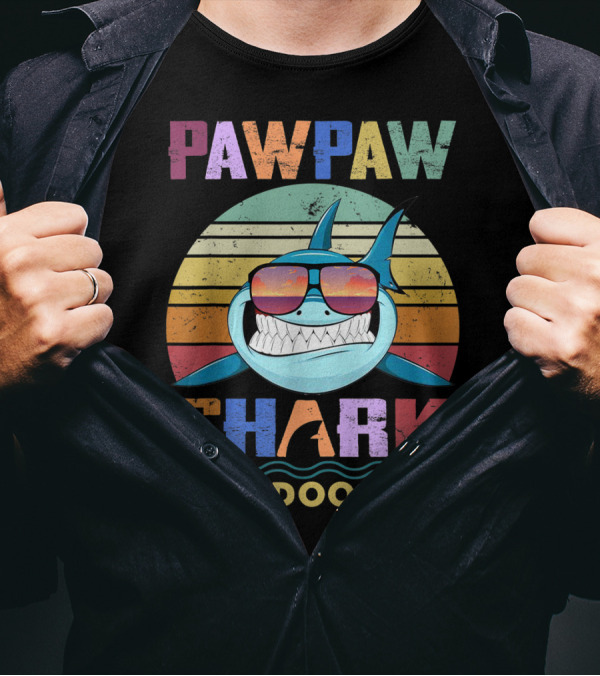 PAWPAW SHARK DOO DOO DOO Retro Sunglasses Sunset T-Shirt