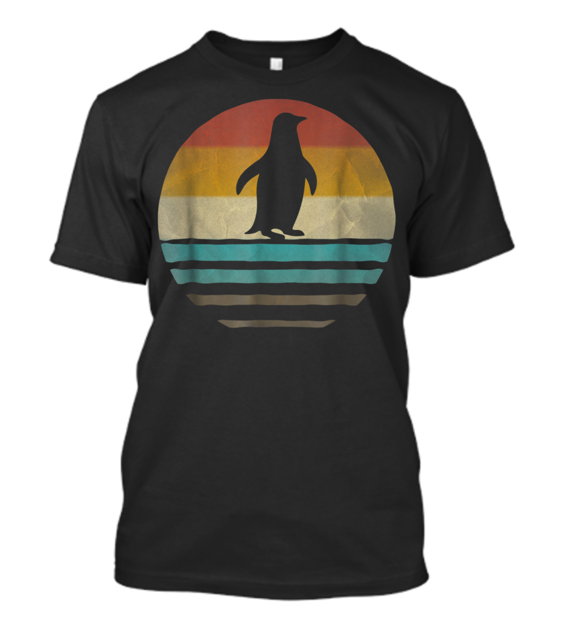 Penguins Vintage 70s Sunset Stripes T-Shirt