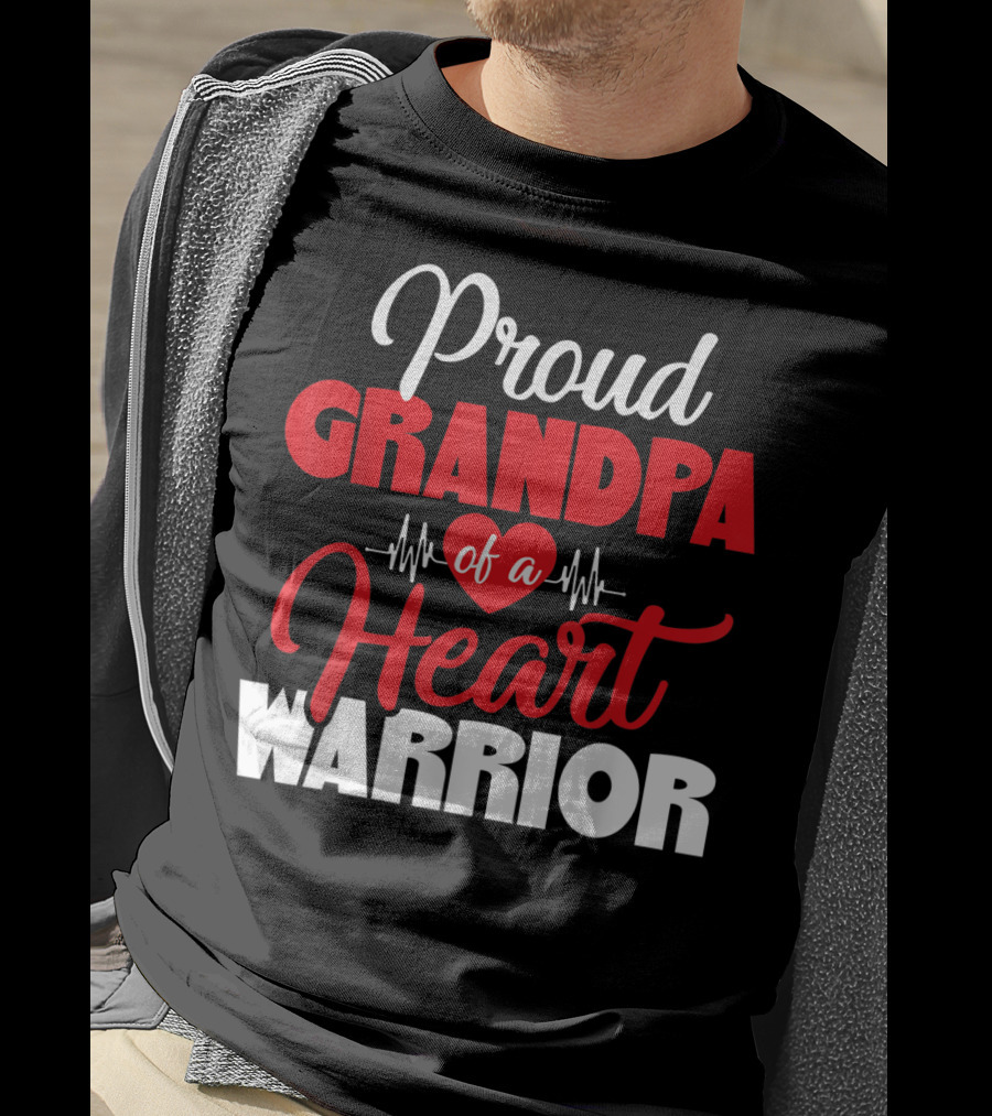 Proud Grandpa Of A Heart Warrior CHD Awareness T-Shirt