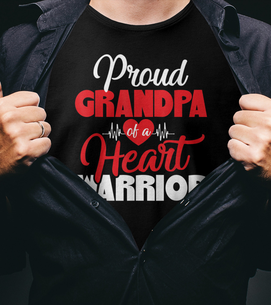 Proud Grandpa Of A Heart Warrior CHD Awareness T-Shirt