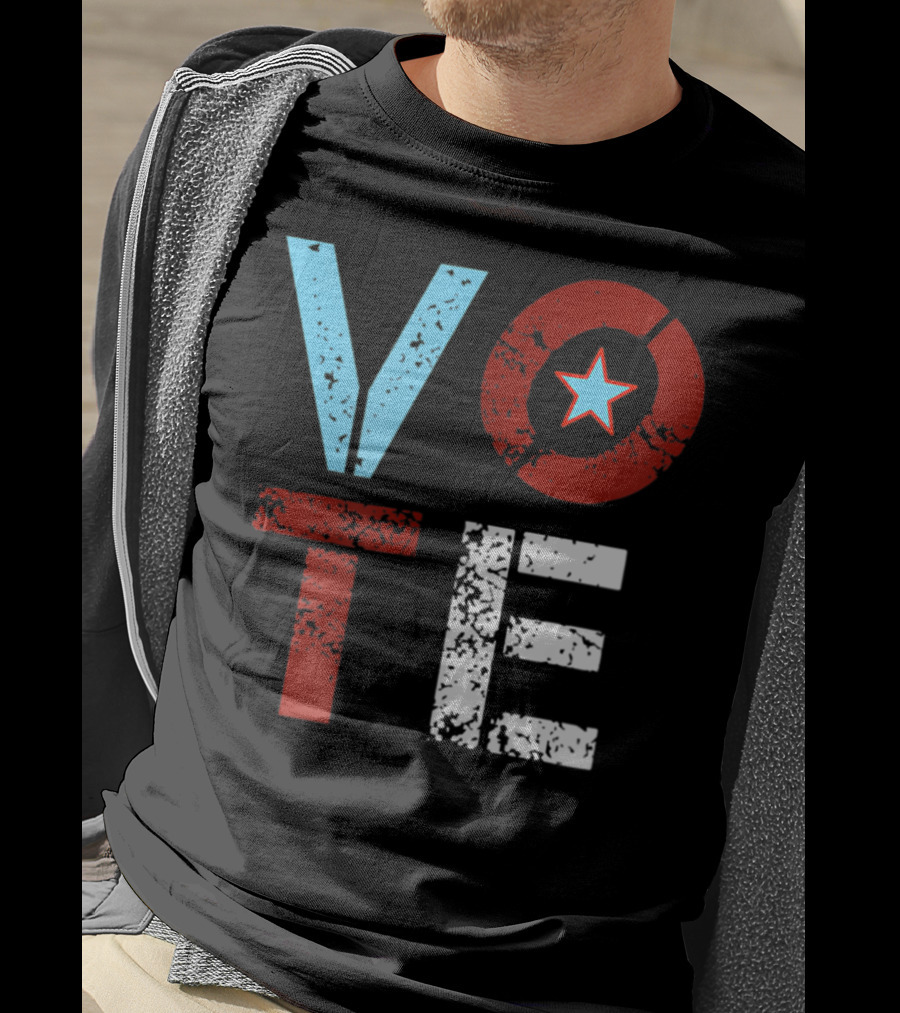 Vote With Retro Star In Circle T-Shirt