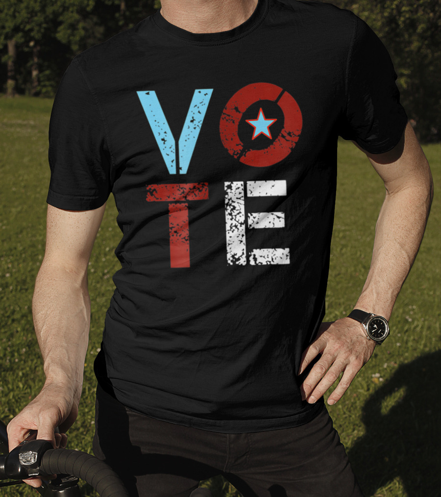 Vote With Retro Star In Circle T-Shirt