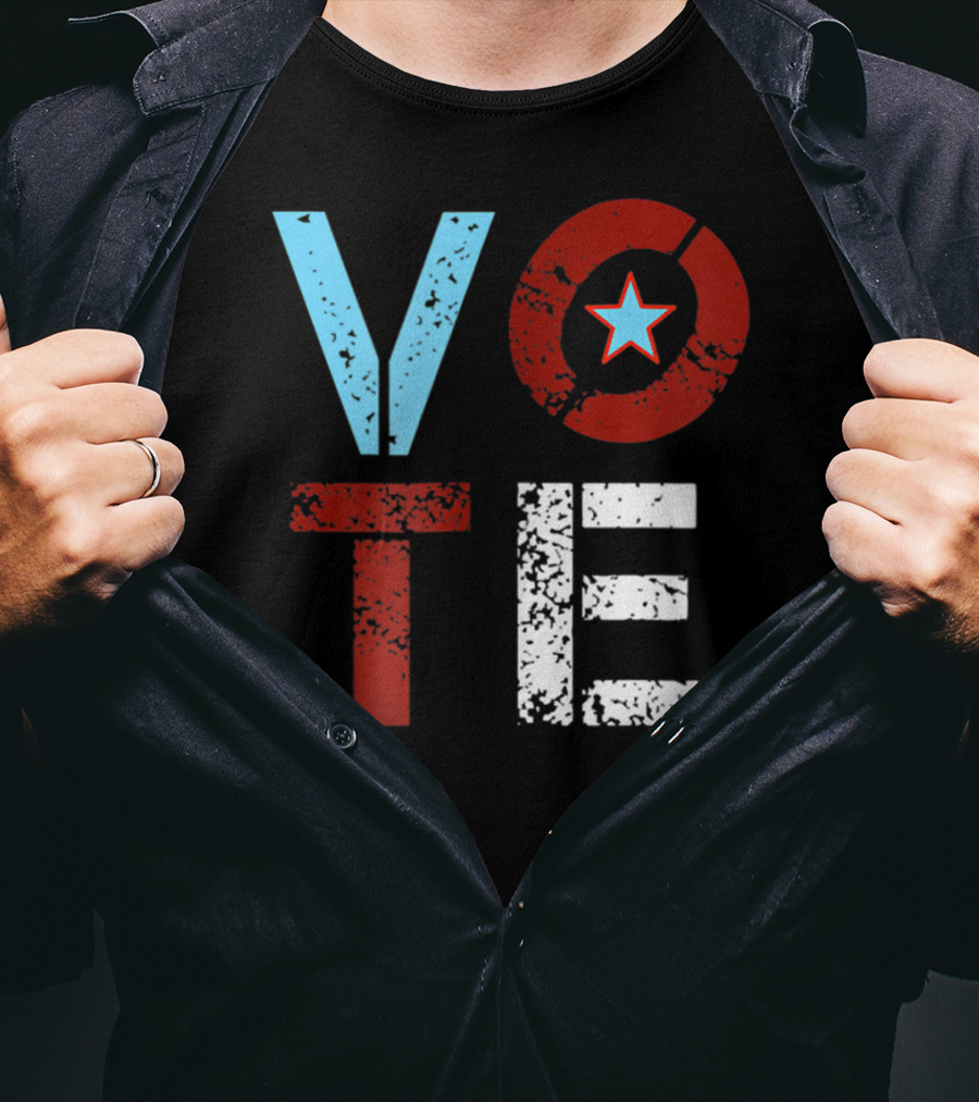 Vote With Retro Star In Circle T-Shirt