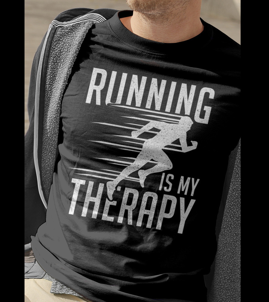 Running Is My Therapy Cool Cute Runner T-Shirt