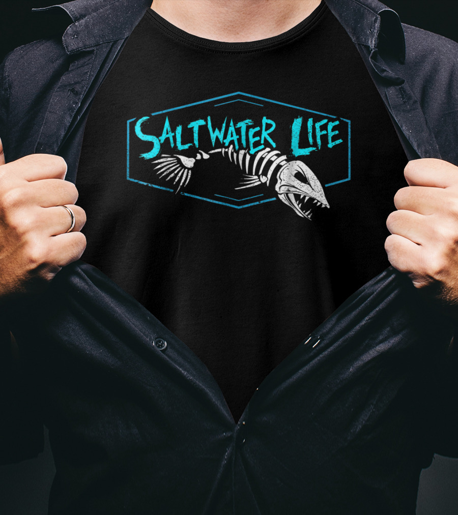 Saltwater Life Fish Skeleton T-Shirt