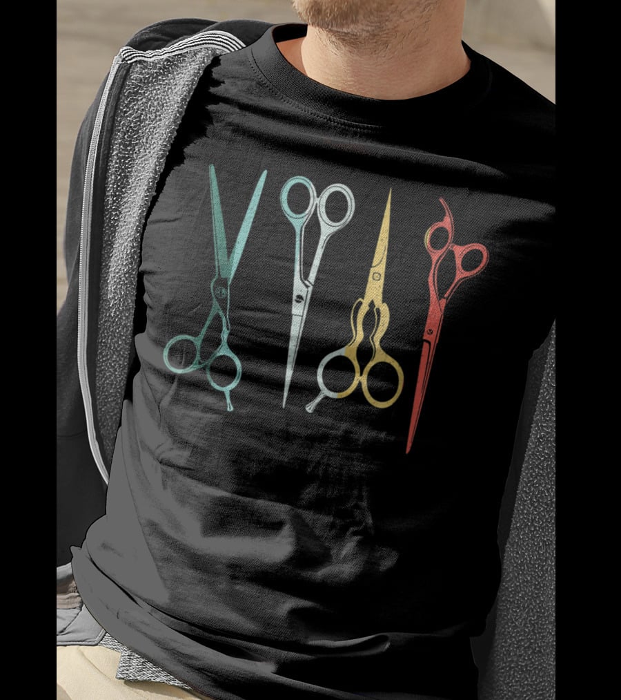 Scissors Hair Stylist Colorful Vintage Tools T-Shirt