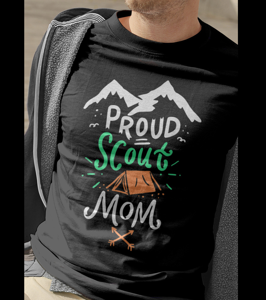Proud Scout Mom Camping Leader Mountain Adventure T-Shirt