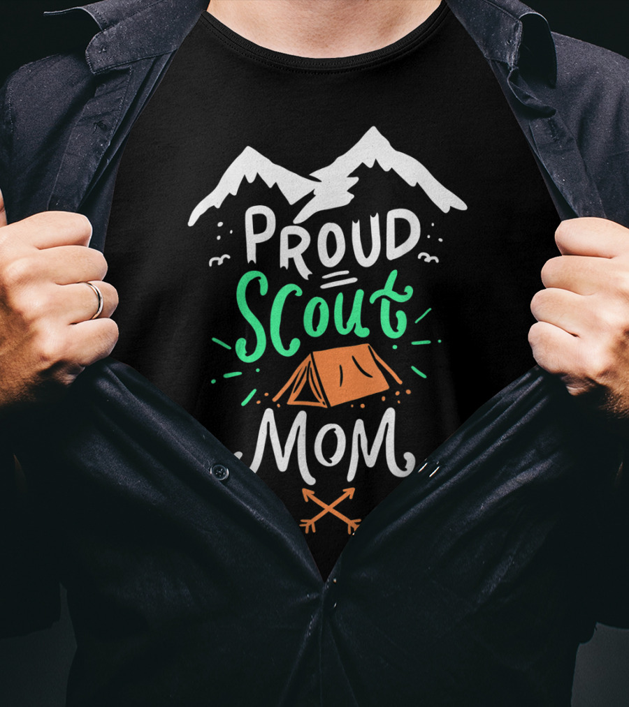 Proud Scout Mom Camping Leader Mountain Adventure T-Shirt