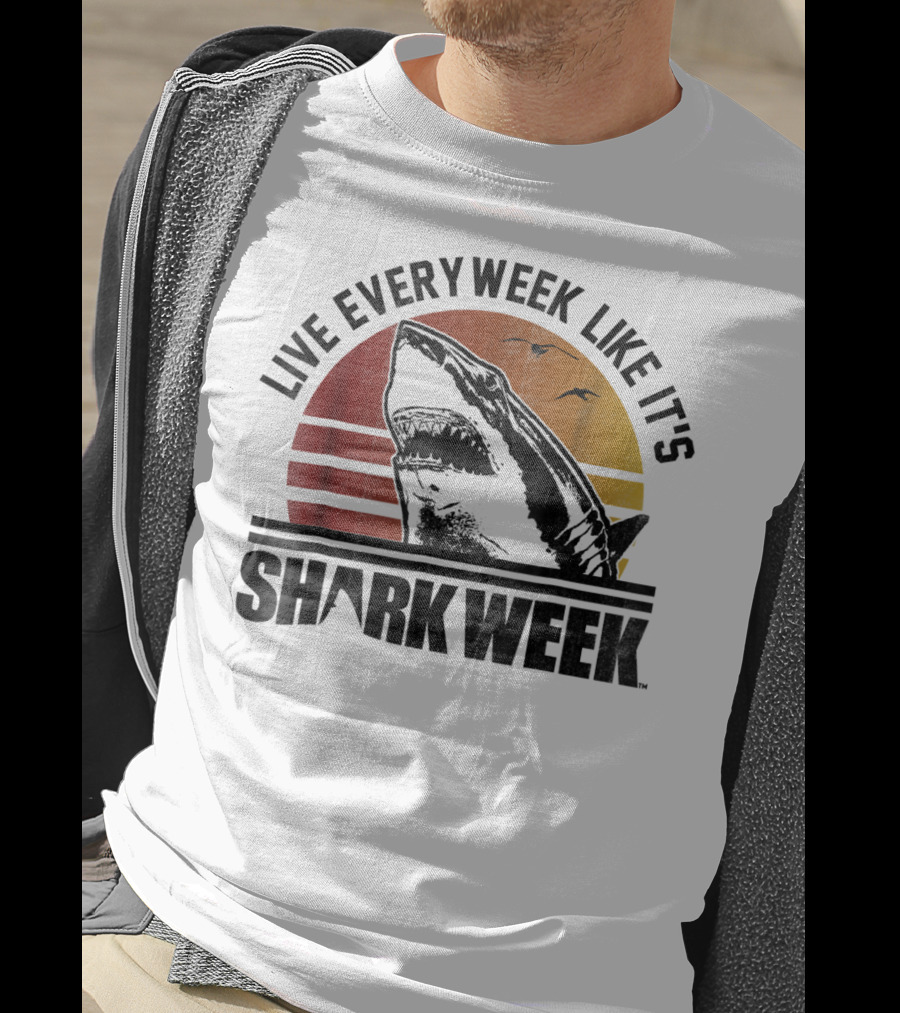 Live Every Week Like It's Shark Week Vintage Sunset T-Shirt