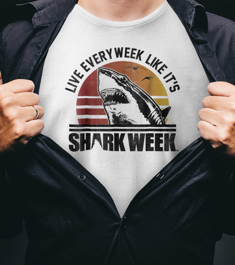 Live Every Week Like It's Shark Week Vintage Sunset T-Shirt