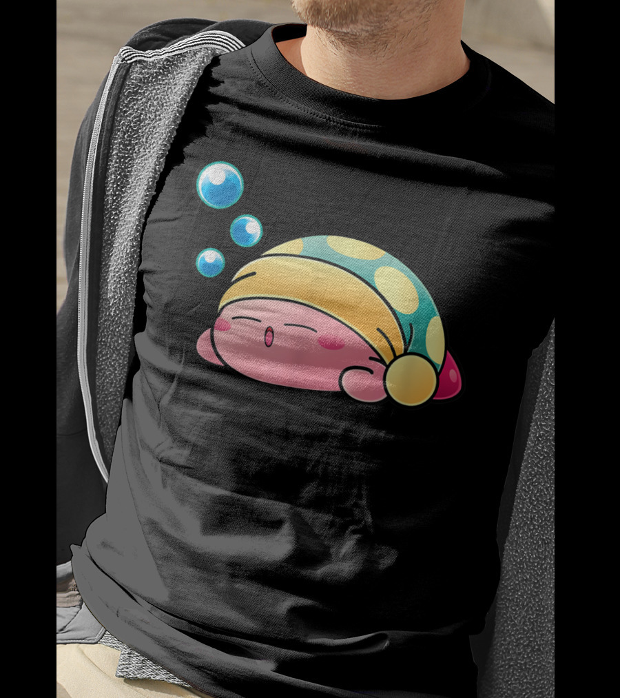 Sleeping Kirby Nightcap Bubbles T-Shirt