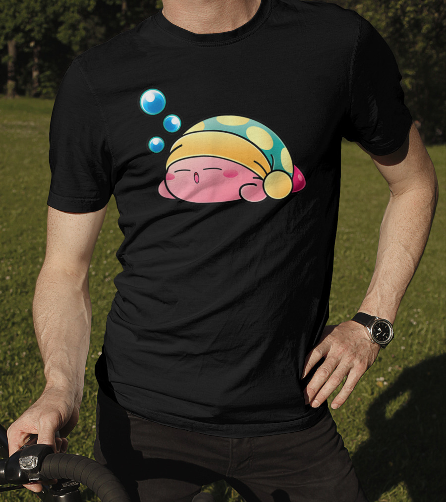 Sleeping Kirby Nightcap Bubbles T-Shirt