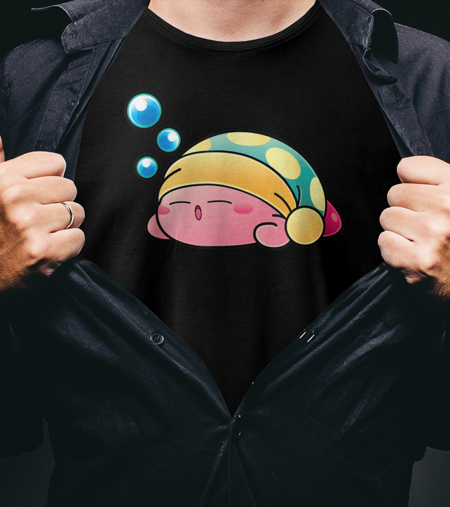 Sleeping Kirby Nightcap Bubbles T-Shirt