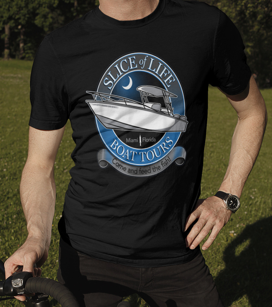 Slice Of Life Boat Tours Miami Florida Come And Feed The Fish T-Shirt