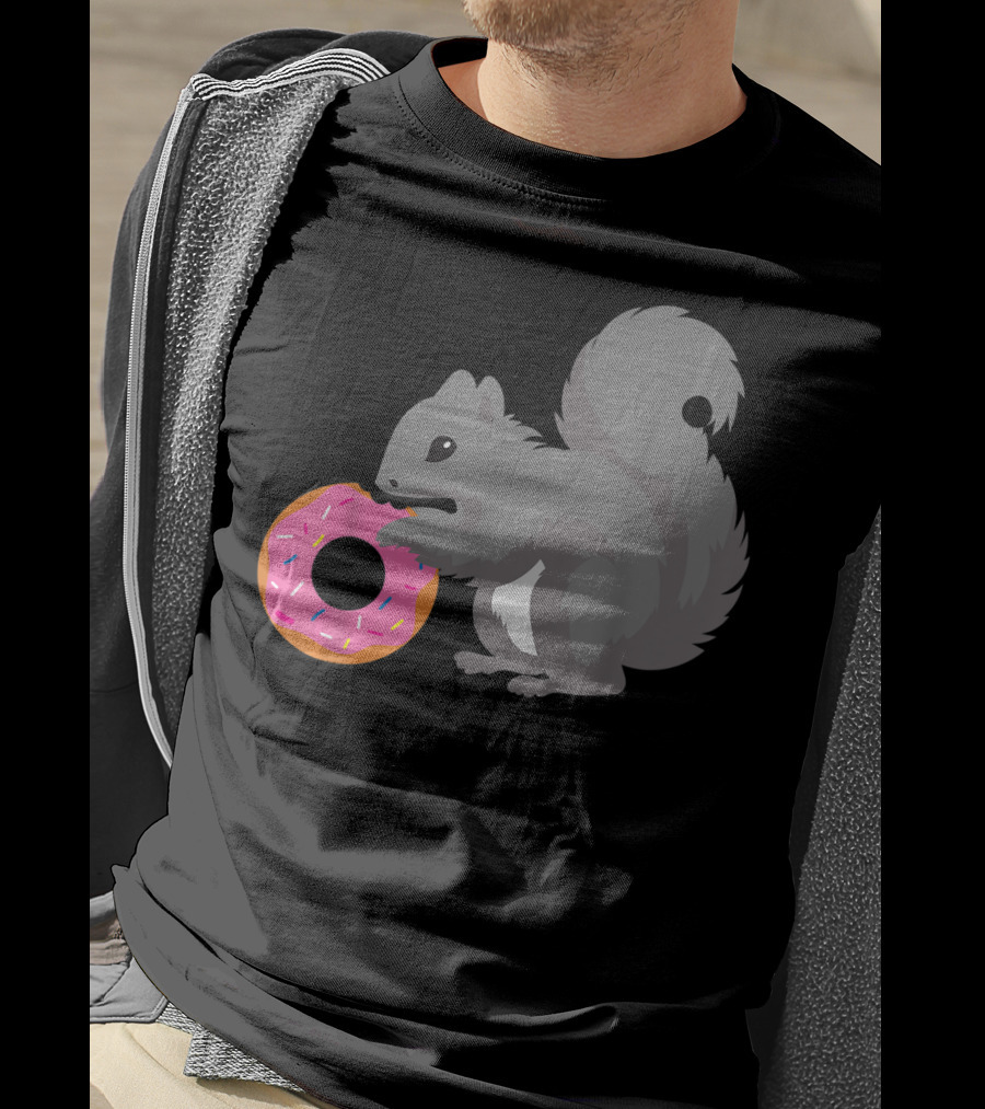 Squirrel Holding Pink Sprinkled Doughnut T-Shirt