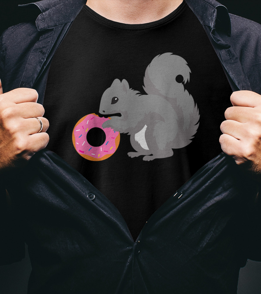 Squirrel Holding Pink Sprinkled Doughnut T-Shirt