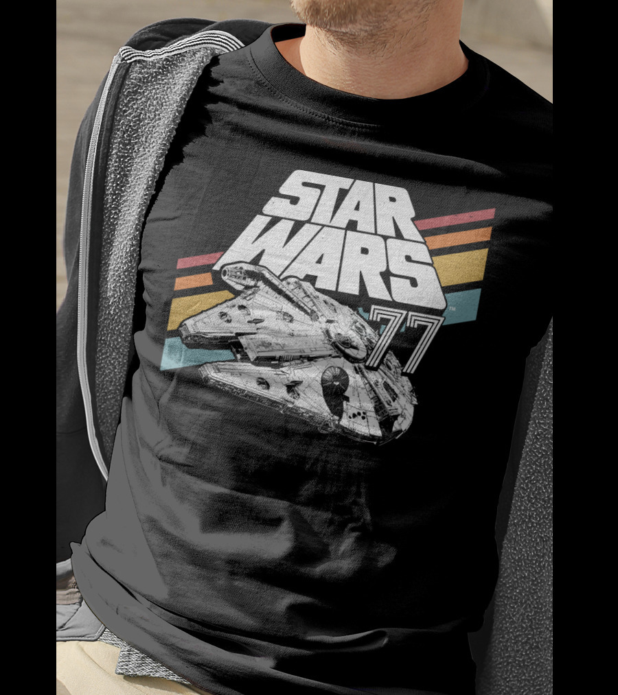 Star Wars 77 Millennium Falcon Rainbow Stripes T-Shirt