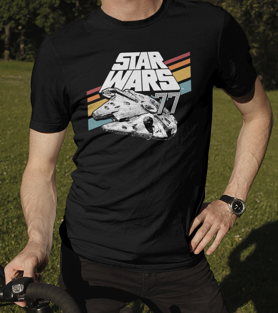 Star Wars 77 Millennium Falcon Rainbow Stripes T-Shirt