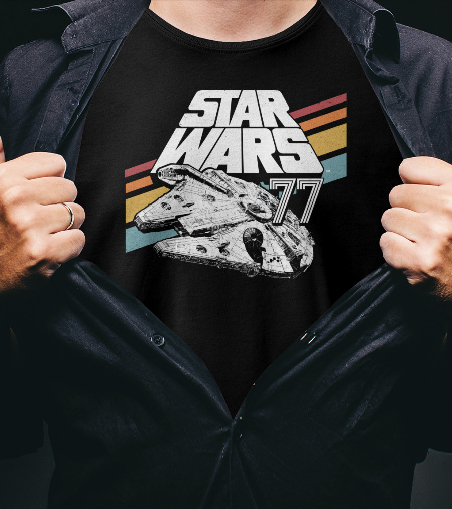 Star Wars 77 Millennium Falcon Rainbow Stripes T-Shirt