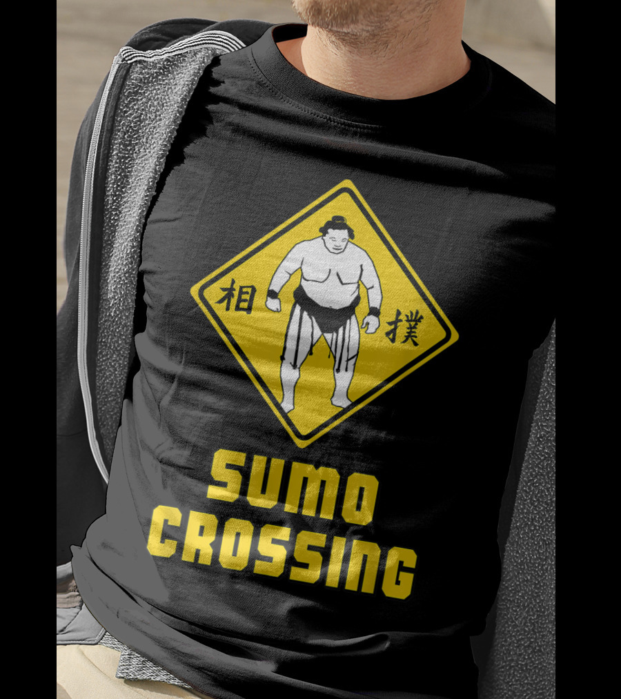 Sumo Crossing Sign Sumo Wrestling Iconic Warning Japan T-Shirt