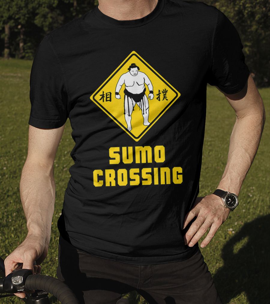 Sumo Crossing Sign Sumo Wrestling Iconic Warning Japan T-Shirt